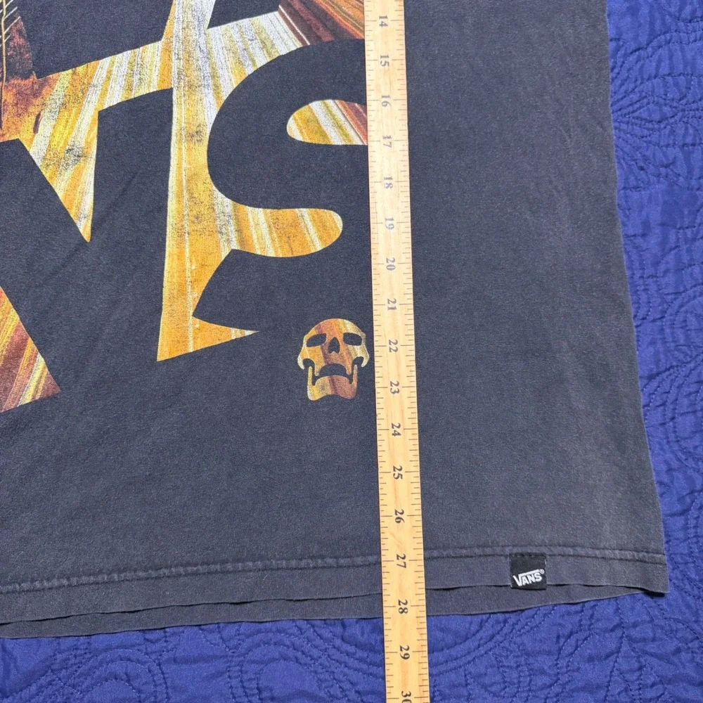 Vans Mens Graphic T-Shirt Large Faded Black Highway Light Trail Skull Logo Tee